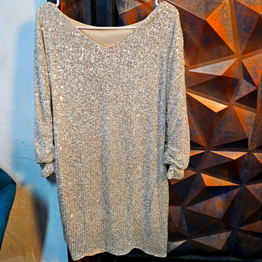 Women's Sequin Dress Beige